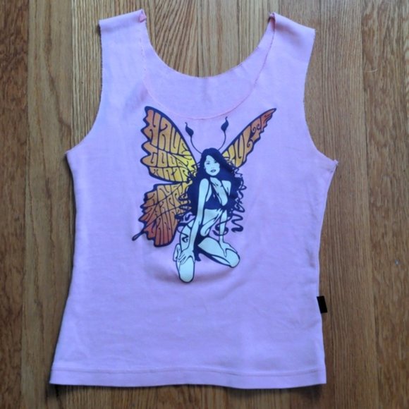 KLUTE FAIRY FAERIE DISTRESSED TANK TOP CUTOFF PINK FESTIVAL XS Y2K FAIRYCORE - Picture 2 of 6